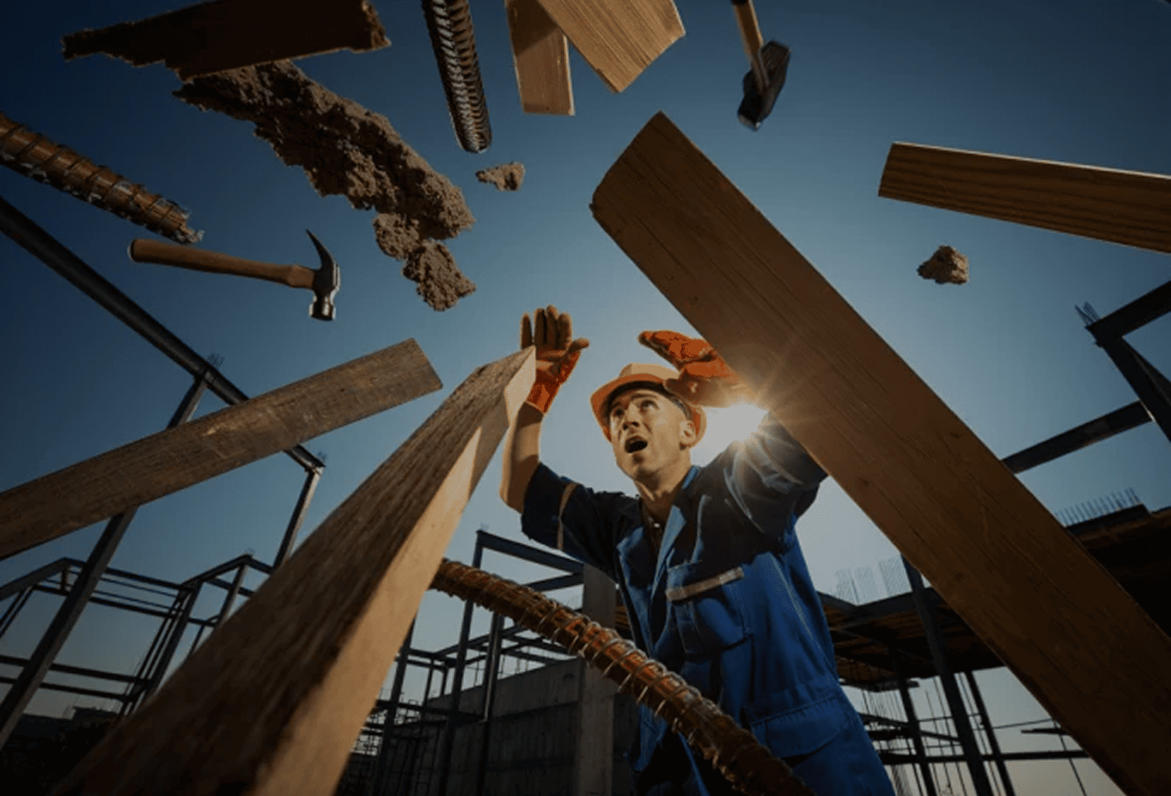 Falling tools,
debris, or materials